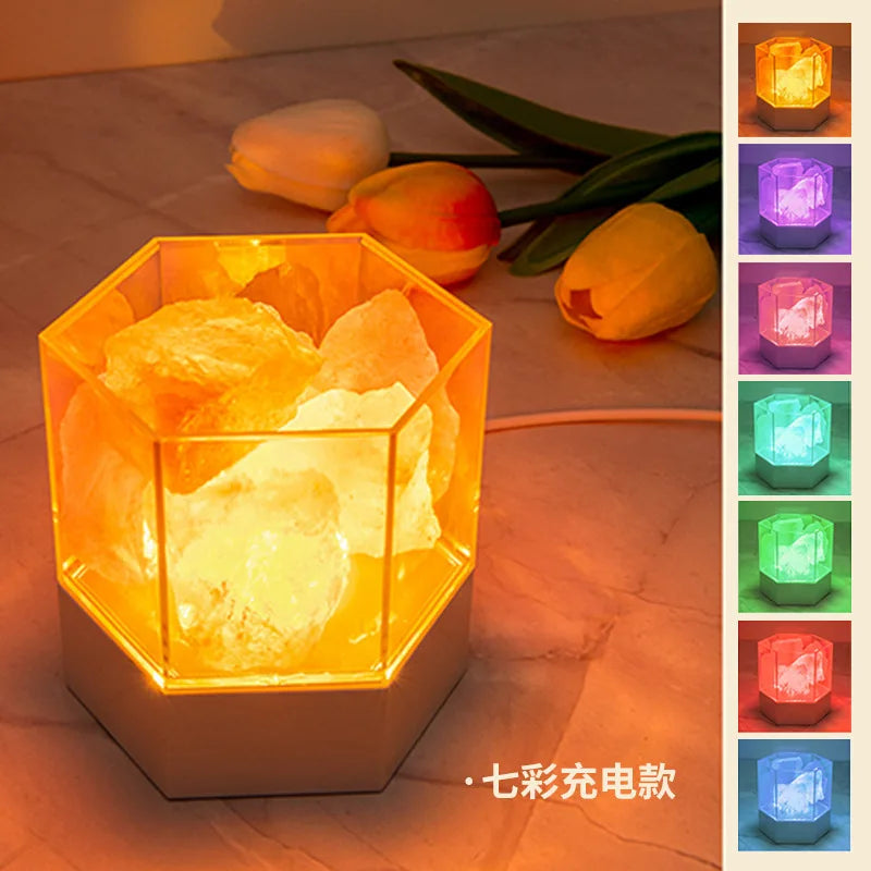 Lampe de Sel de l'Himalaya USB — Lumière Ambre & Éénergie Naturelle