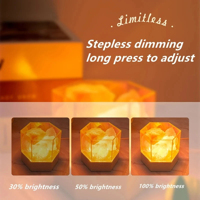 Lampe de Sel de l'Himalaya USB — Lumière Ambre & Éénergie Naturelle