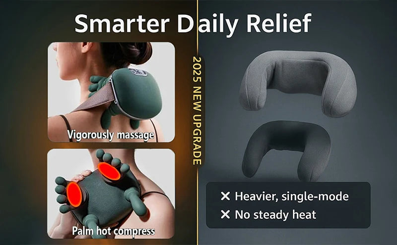 Masseur Cervical Shiatsu 4D — Cou et Épaules | Chaleur et Sans Fil |