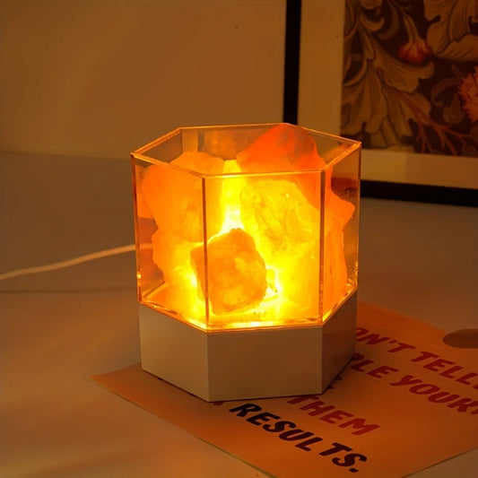 Lampe de Sel de l'Himalaya USB — Lumière Ambre & Éénergie Naturelle