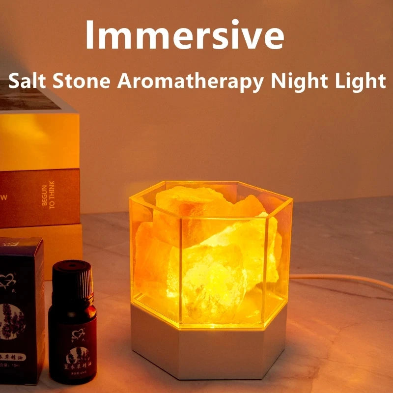 Lampe de Sel de l'Himalaya USB — Lumière Ambre & Éénergie Naturelle