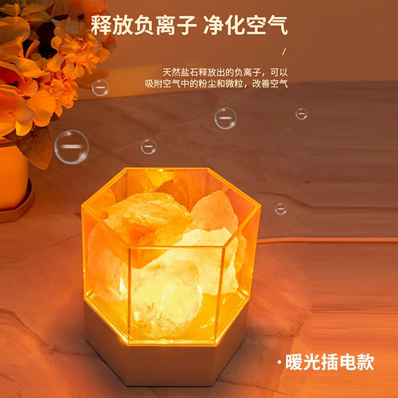 Lampe de Sel de l'Himalaya USB — Lumière Ambre & Éénergie Naturelle