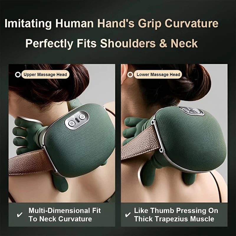 Masseur Cervical Shiatsu 4D — Cou et Épaules | Chaleur et Sans Fil |