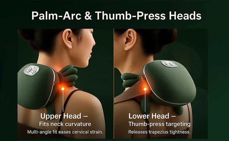 Masseur Cervical Shiatsu 4D — Cou et Épaules | Chaleur et Sans Fil |
